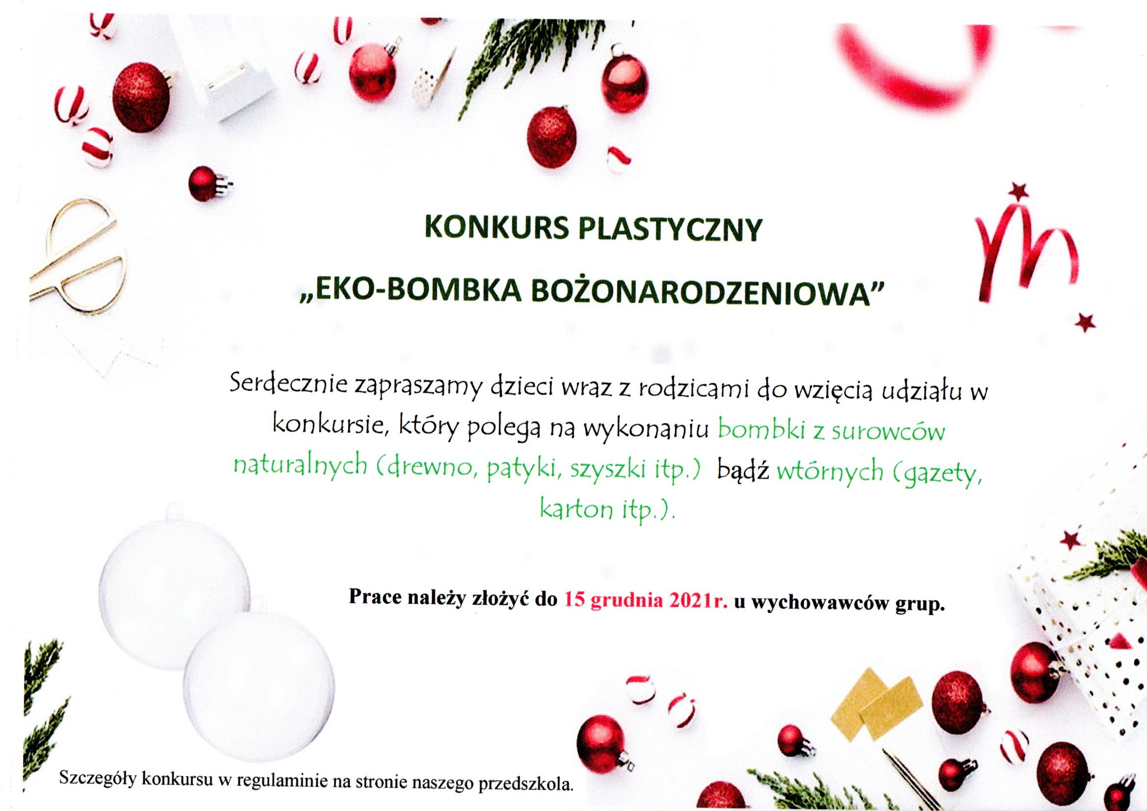Konkurs plastyczny "Eko-bombka bożonarodzeniowa"